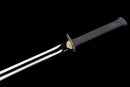 Gladius Tactique Nightshade — DLC Elite — 80CrV2, Poignée noire texturée, vis violettes, garde dorée, fourreau noir carbone,