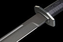 Dao Tactique Iron Reaper — SK5, Poignée noire texturée, fourreau noir strié Kydex