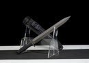 Épée Courte Carbon Viper — SK5, Poignée noire texturée, motifs géométriques, fourreau noir, motif fibre de carbone