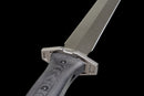 Épée Courte Carbon Viper — SK5, Poignée noire texturée, motifs géométriques, fourreau noir, motif fibre de carbone