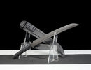 Épée Machette Shadow Fang — SK5, Poignée noire texturée, fourreau noir texturé, clip