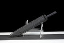 Épée Tactique Champion Chopper — Ceramic Edition — 9SiCr, Poignée ergonomique noire, anneau cuivré, fourreau noir motif