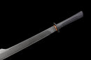 Épée Tactique Champion Chopper — Ceramic Edition — 9SiCr, Poignée ergonomique noire, anneau cuivré, fourreau noir motif
