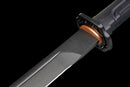 Épée Tactique Champion Chopper — Ceramic Edition — 9SiCr, Poignée ergonomique noire, anneau cuivré, fourreau noir motif
