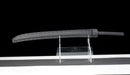 Tachi Fantôme Épée Longue Tactique — SK5, Poignée noire texturée, fourreau noir mat, rivets.