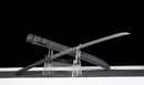 Tachi Fantôme Épée Longue Tactique — SK5, Poignée noire texturée, fourreau noir mat, rivets.