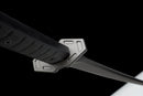 Tachi Fantôme Épée Longue Tactique — SK5, Poignée noire texturée, fourreau noir mat, rivets.