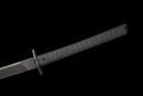 Tachi Fantôme Épée Longue Tactique — SK5, Poignée noire texturée, fourreau noir mat, rivets.