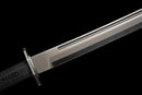 Fauchard Fantôme Épée Tactique — DLC Edition — SK5, Poignée noire striée, fourreau gris foncé, nervuré, perforé.