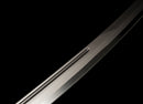 Fauchard Fantôme Épée Tactique — DLC Edition — SK5, Poignée noire striée, fourreau gris foncé, nervuré, perforé.