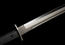 Fauchard Fantôme Épée Tactique — DLC Edition — SK5, Poignée noire striée, fourreau gris foncé, nervuré, perforé.