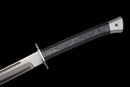 Fauchard Fantôme Épée Tactique — DLC Edition — SK5, Poignée noire striée, fourreau gris foncé, nervuré, perforé.