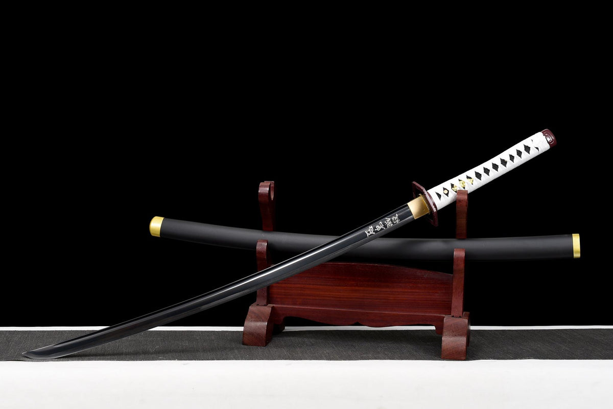 Katana Décoratif De Giyu (Demon Slayer) - Lame En Bois, Présentoir Inclus