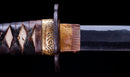 Antique Japanese Katana Sword with Tombo Dragonfly Menuki & Sansui Landscape Tsuba — Tamahagane