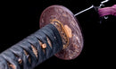 Antique Japanese Katana with Seated Sages Iron Tsuba and Suguha Hamon, Mumei, Edo Period — Tamahagane
