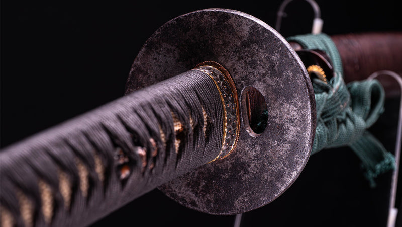 Sabre Antique Japonais Katana 65,1 cm avec tsuba en fer épais