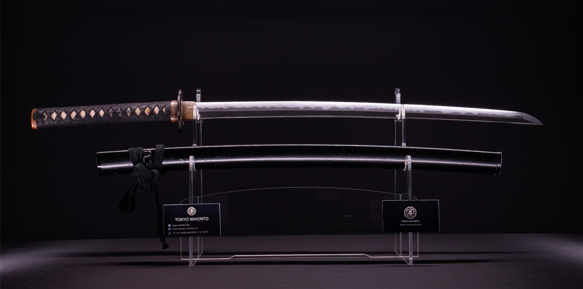 Support Katana Ancien – Porte-épée Japonais KATANA-KAKE, Bois Incrusté Perles