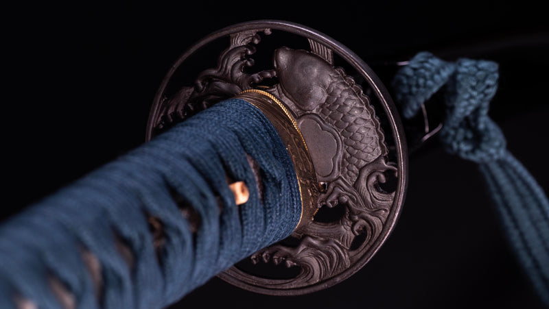 Sabre Katana Japonais Antique avec un Koshirae Inspiré par la Mer
