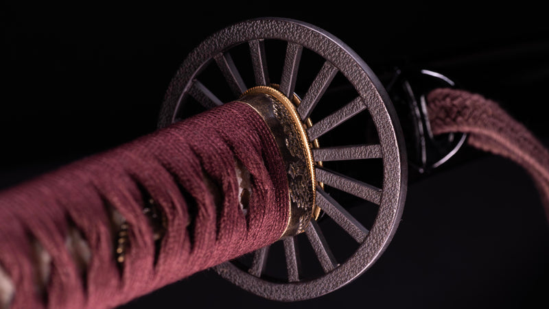 Sabre Antique Katana Japonais avec Kuruma-sukashi Tsuba
