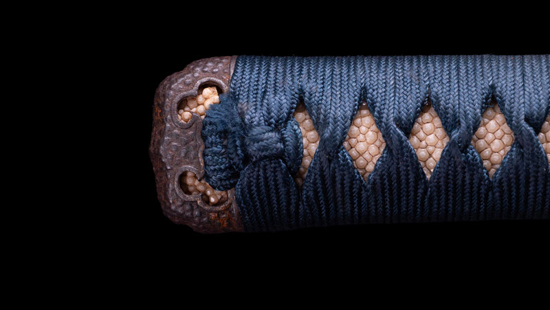 Sabre Antique Katana Japonais avec Tsuba Sukashi à Motif de Feuille