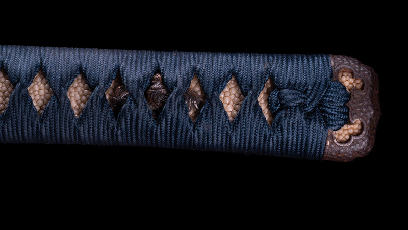 Sabre Antique Katana Japonais avec Tsuba Sukashi à Motif de Feuille