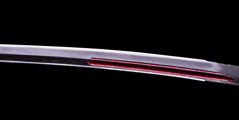 Sabre Antique Katana Japonais avec Bo-Hi Laqué Rouge