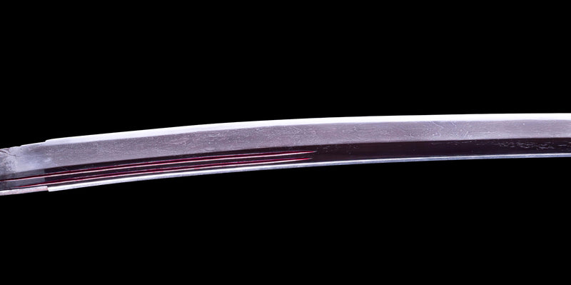 Sabre Antique Katana Japonais avec Bo-Hi Laqué Rouge