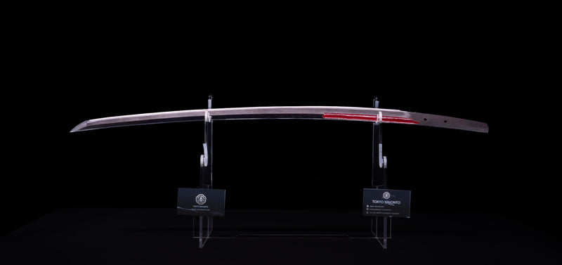 Sabre Antique Katana Japonais avec Bo-Hi Laqué Rouge