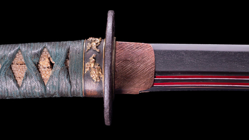 Katana Court, épée Japonaise Wakizashi Faite à La Main En Acier Damas Avec Fourreau Marron Katana Court, épée Japonaise Wakizashi Faite à La Main En Acier Damas Avec Fourreau Marron
