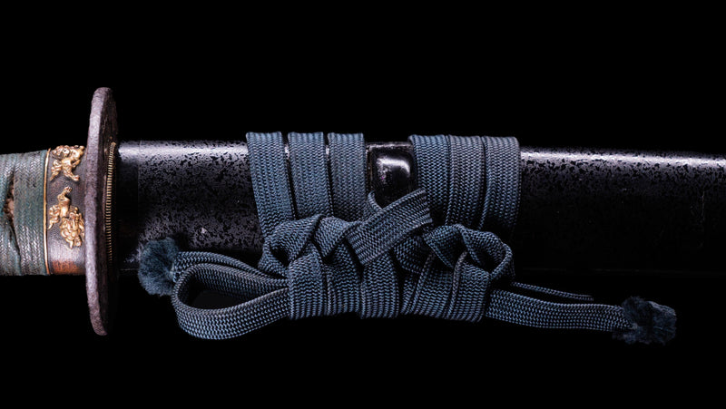 Sabre Antique Katana Japonais avec Bo-Hi Laqué Rouge