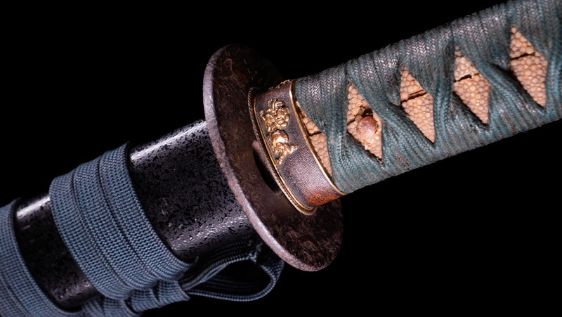 Sabre Antique Katana Japonais avec Bo-Hi Laqué Rouge