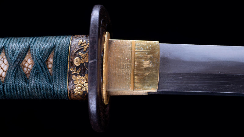 Katana Japonais Antique Tsuba Kakugata Arrondi - Fin Muromachi