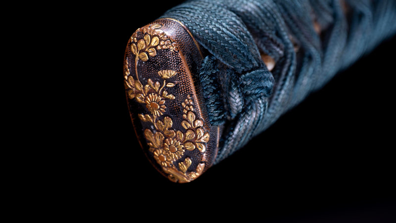 Katana Japonais Antique Tsuba Kakugata Arrondi - Fin Muromachi