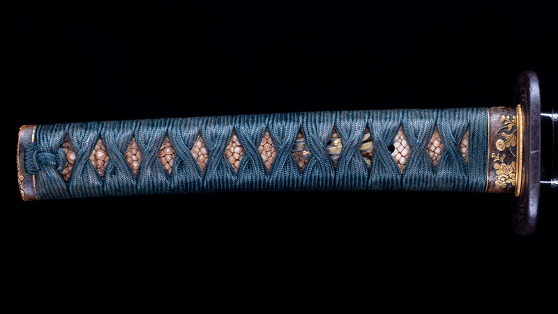 Katana Japonais Antique Tsuba Kakugata Arrondi - Fin Muromachi