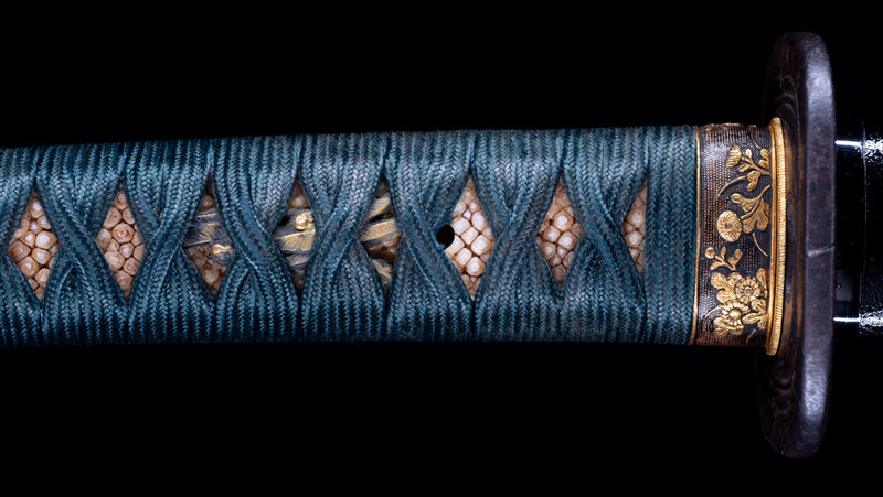 Katana Japonais Antique Tsuba Kakugata Arrondi - Fin Muromachi