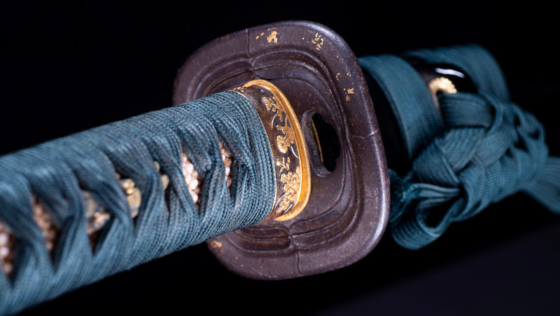 Katana Japonais Antique Tsuba Kakugata Arrondi - Fin Muromachi