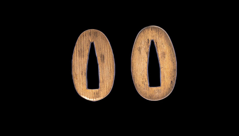 Katana Japonais Antique Tsuba Kakugata Arrondi - Fin Muromachi