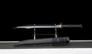 Gladius Tactique Midnight — DLC Elite — Acier 80CrV2, Poignée noire, garde dorée, fourreau noir carbone, vis violettes.