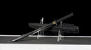 Gladius Tactique Midnight — DLC Elite — Acier 80CrV2, Poignée noire, garde dorée, fourreau noir carbone, vis violettes.