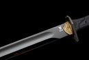 Gladius Tactique Midnight — DLC Elite — Acier 80CrV2, Poignée noire, garde dorée, fourreau noir carbone, vis violettes.