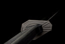Gladius Tactique Midnight — DLC Elite — Acier 80CrV2, Poignée noire, garde dorée, fourreau noir carbone, vis violettes.