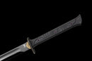 Gladius Tactique Midnight — DLC Elite — Acier 80CrV2, Poignée noire, garde dorée, fourreau noir carbone, vis violettes.