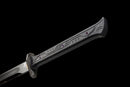 Gladius Tactique Midnight — DLC Elite — Acier 80CrV2, Poignée noire, garde dorée, fourreau noir carbone, vis violettes.